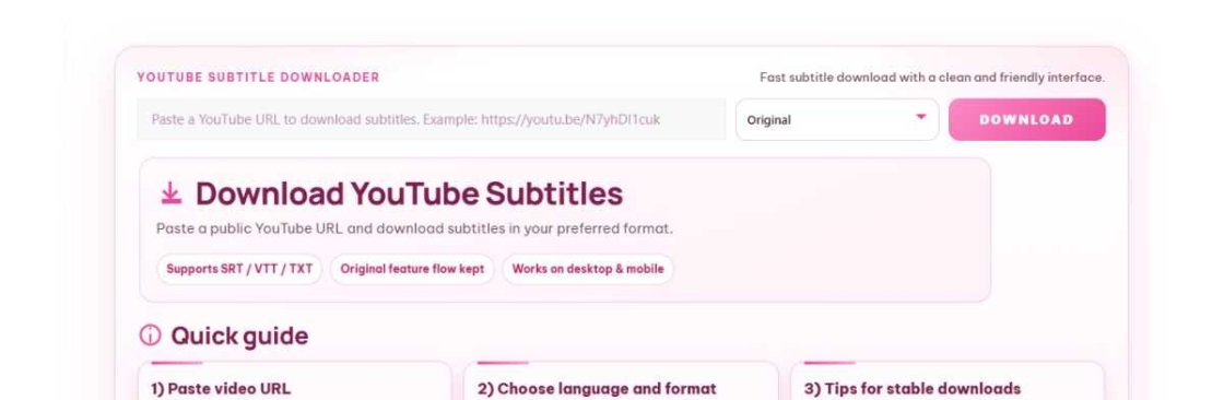 Downsub YouTube Tải Subtitle cover